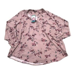 Hilary Radley XL Women's Long Sleeve Floral Pink Blouse Top Shirt Casual Dressy‎